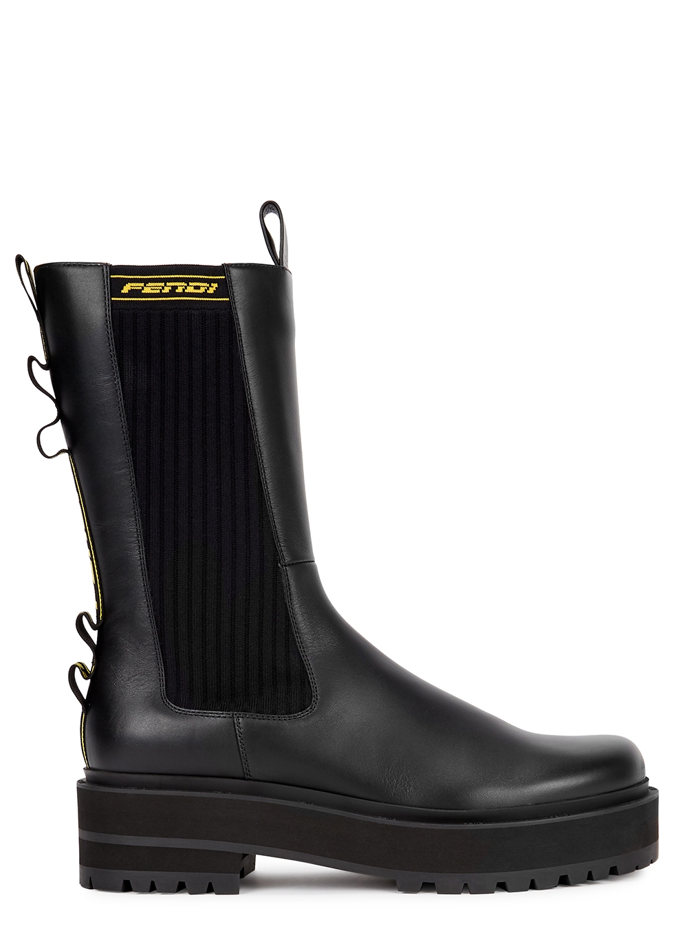 Fendi Rockoko black leather ankle boots 