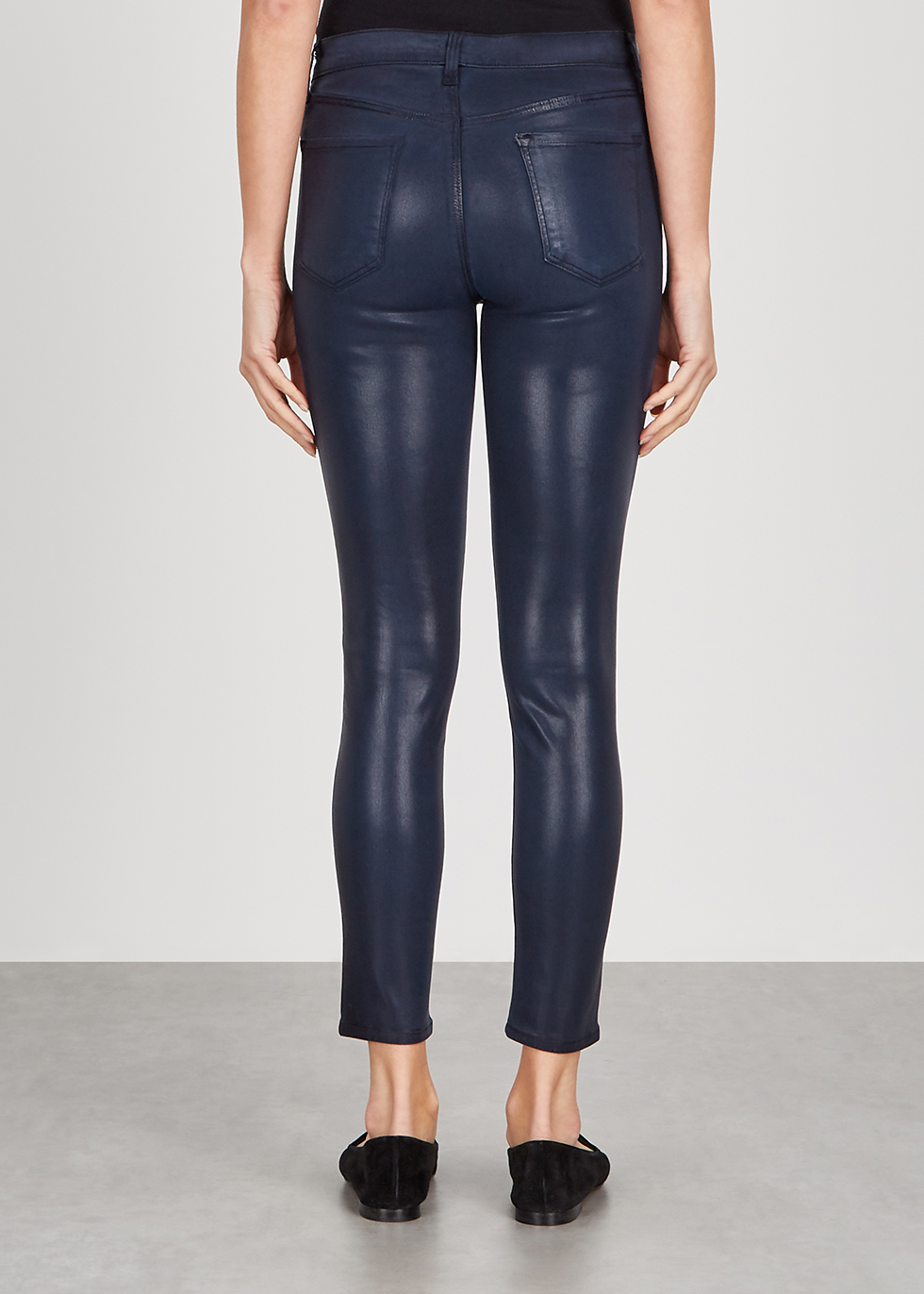 navy coated jeans