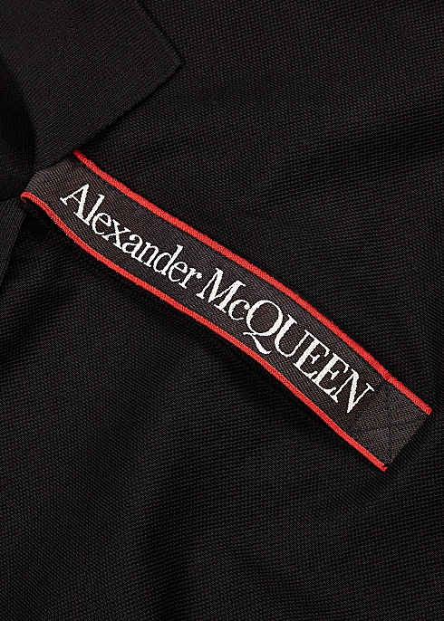Alexander Mcqueen Black Logo Trimmed Cotton Polo Shirt Harvey Nichols