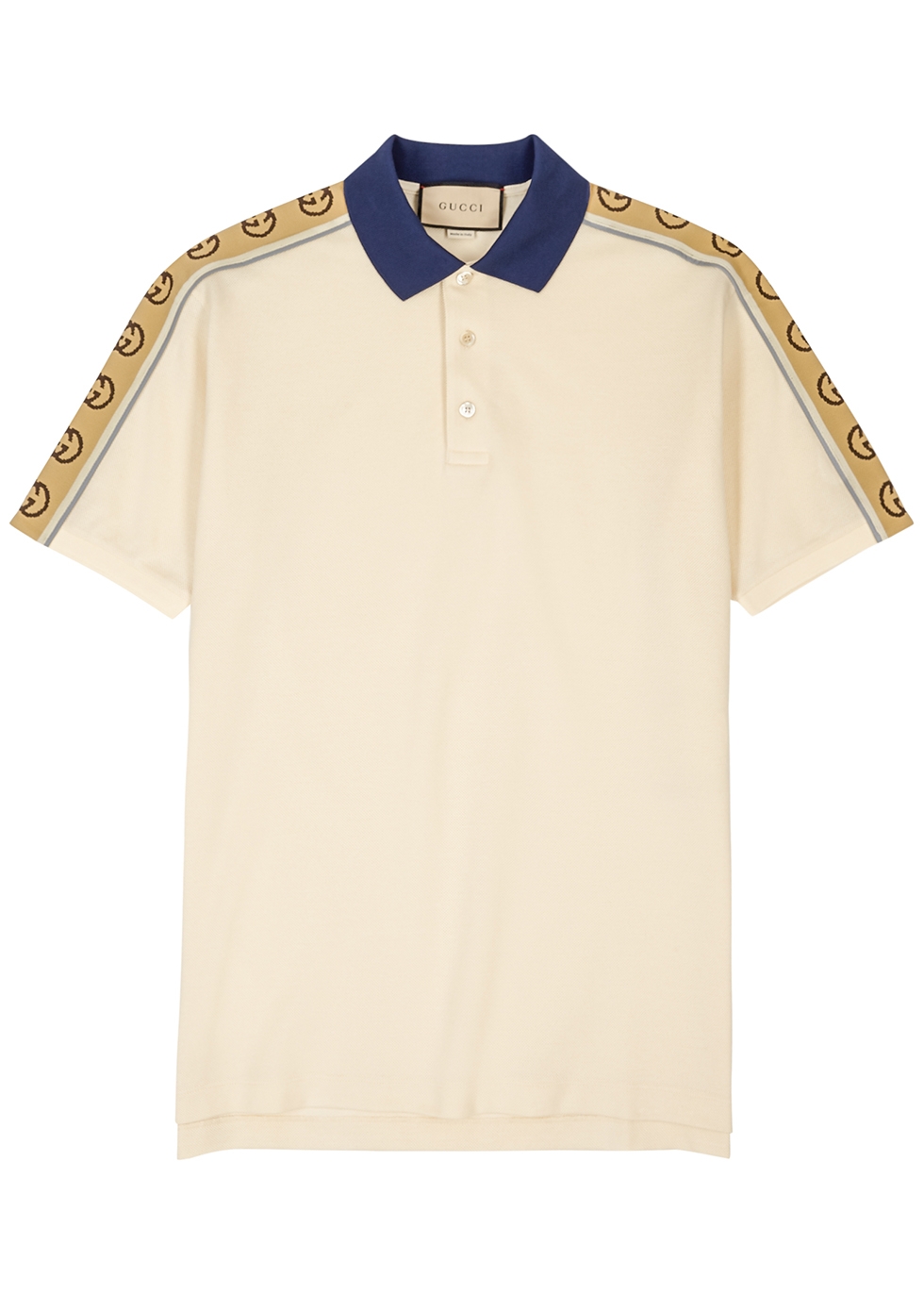 Gucci Cream logo-trimmed stretch-cotton polo shirt - Harvey Nichols