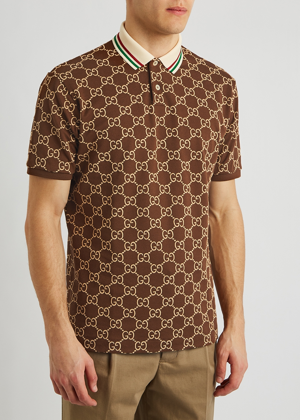 gucci brown monogram polo shirt