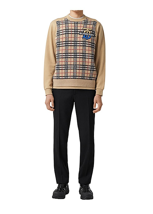 Monogram motif check cashmere panel sweatshirt - Burberry
