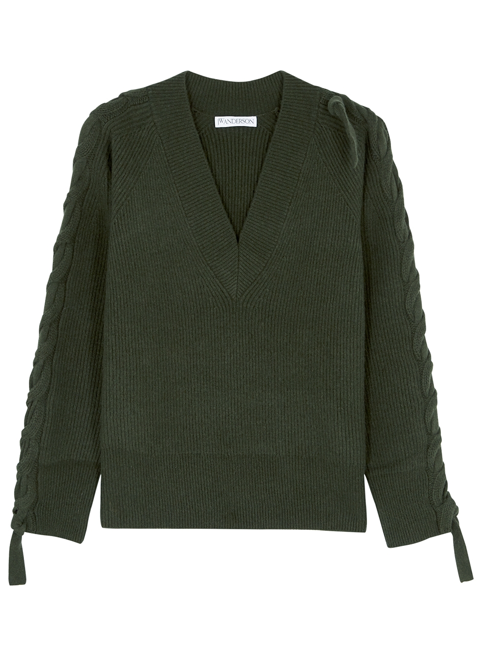 Army green wool-blend jumper