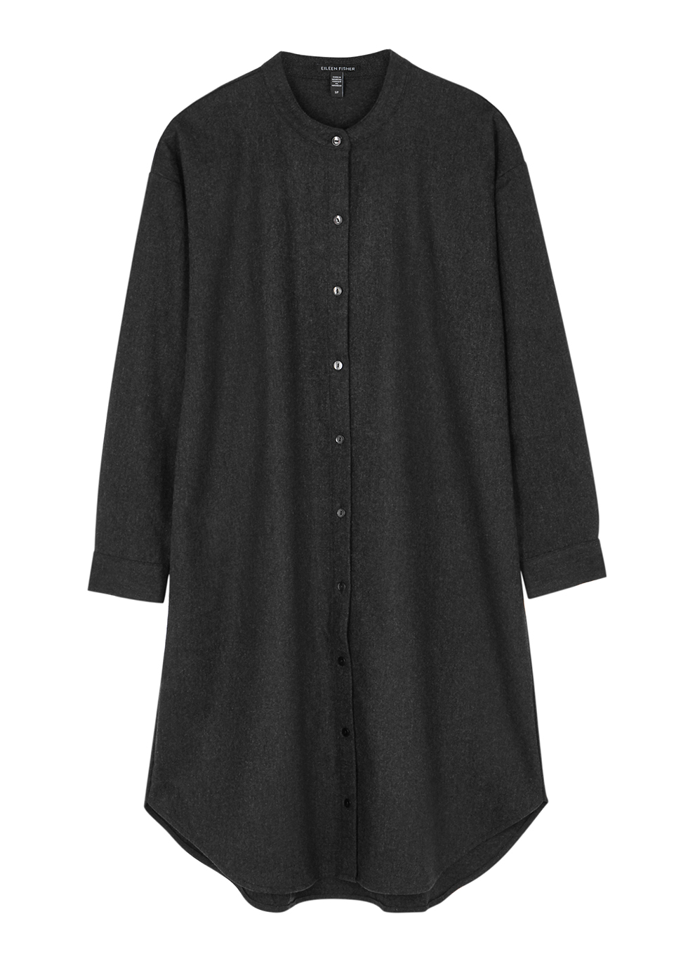 Charcoal wool-flannel shirt dress