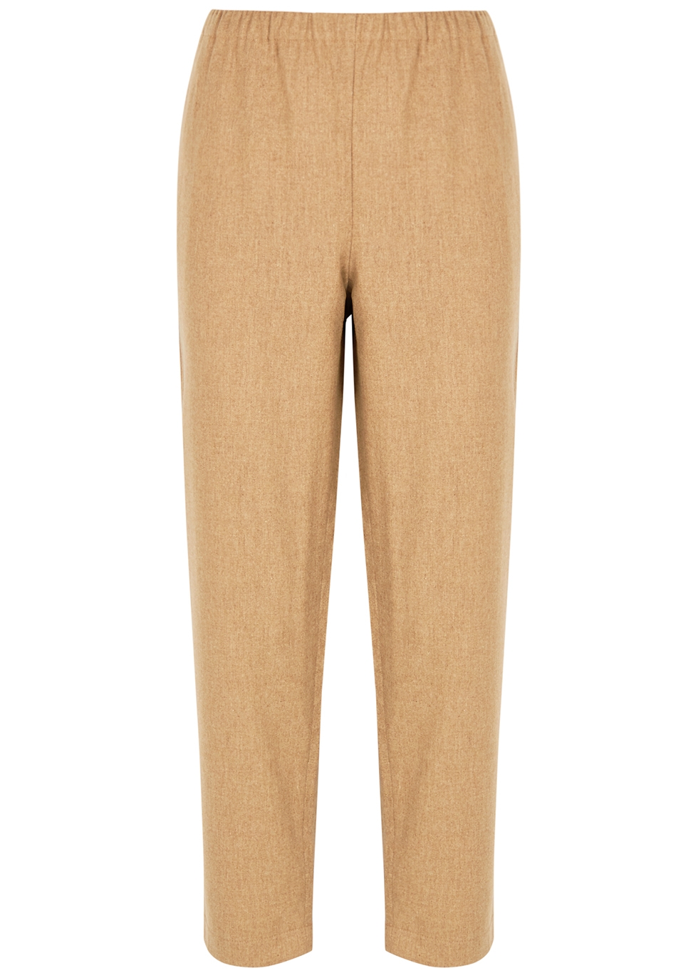 Camel tapered-leg wool trousers