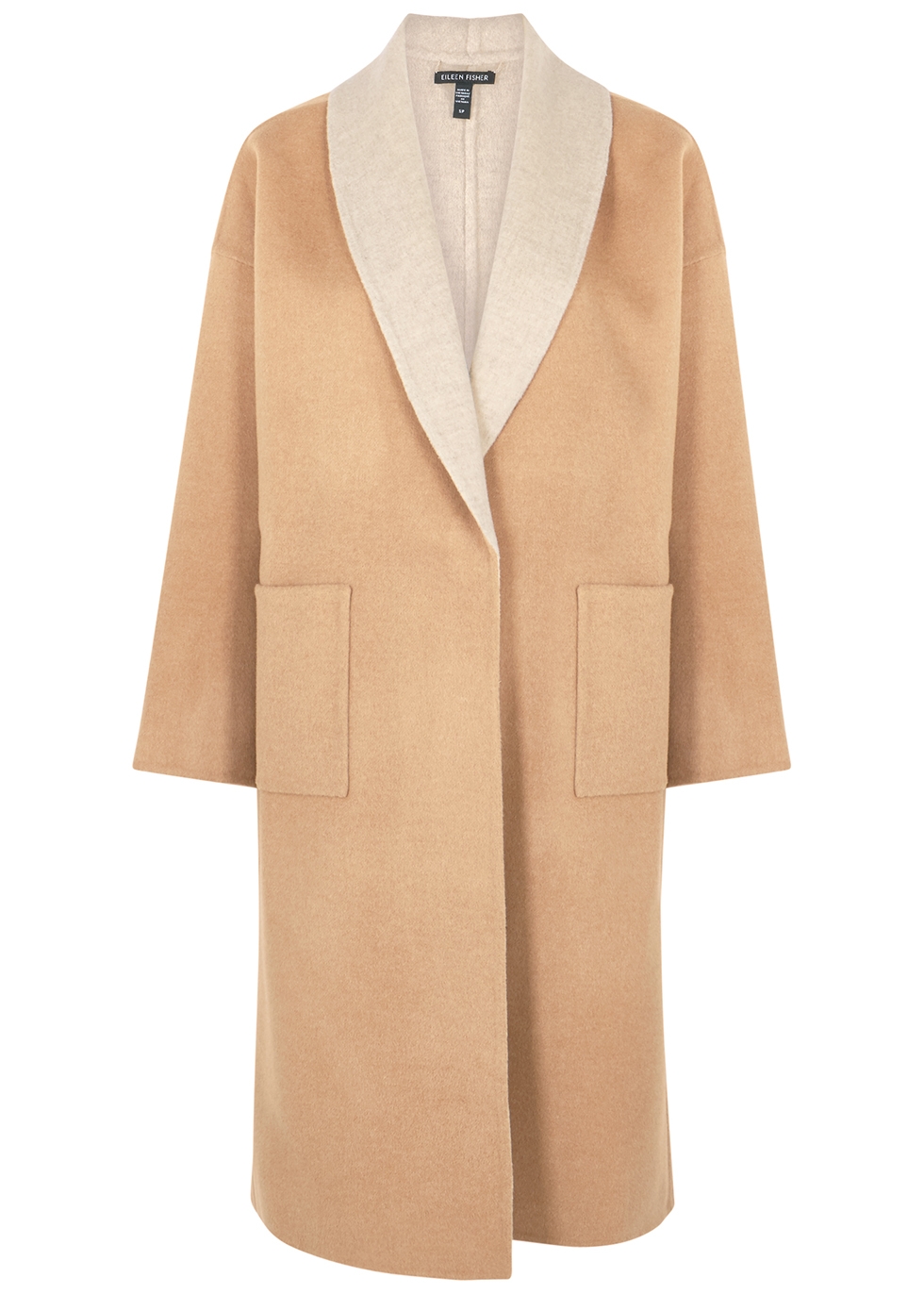 Camel reversible wool-blend coat