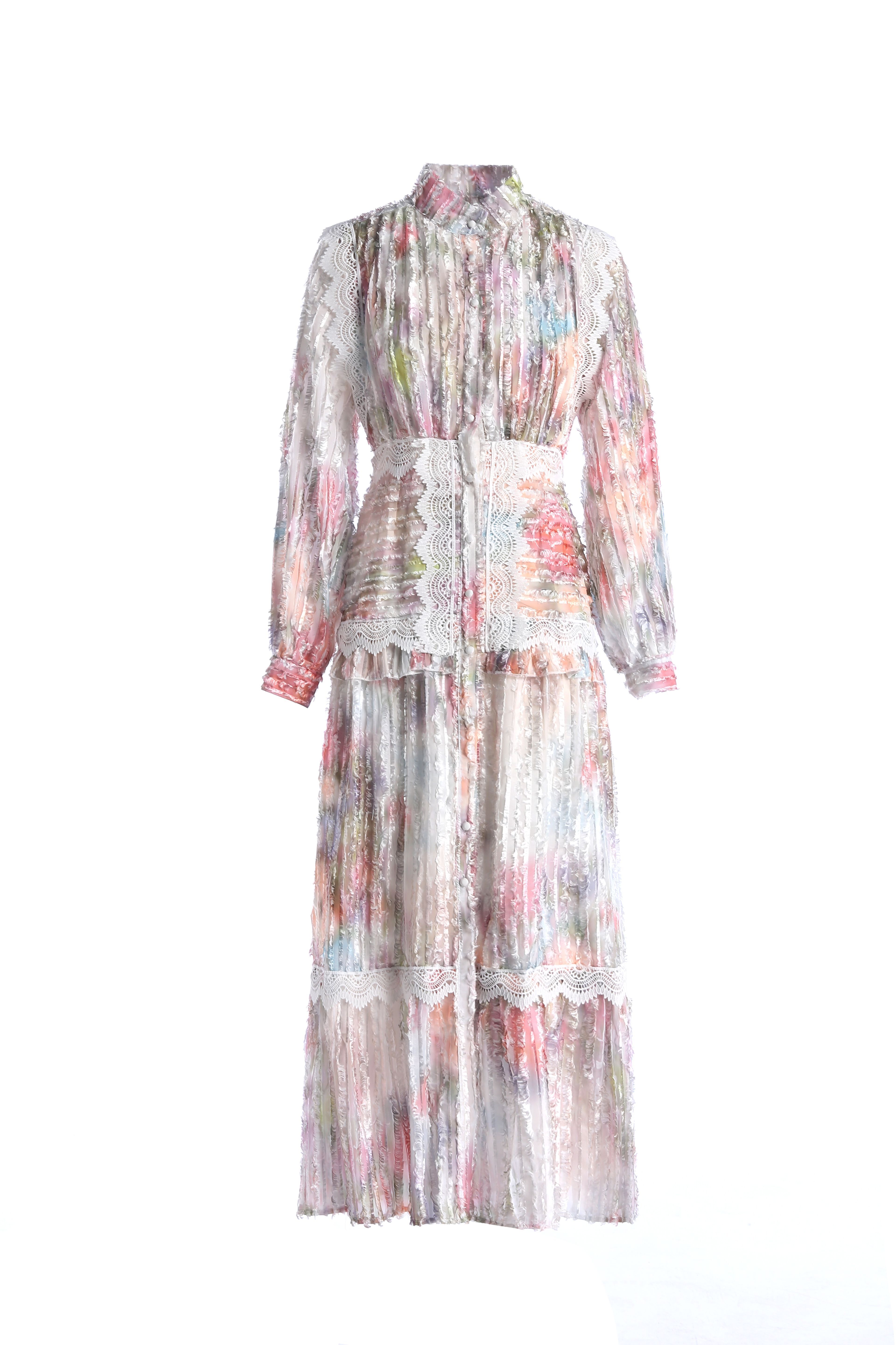 Comino Couture London Pastel meringue lace maxi dress - Harvey Nichols