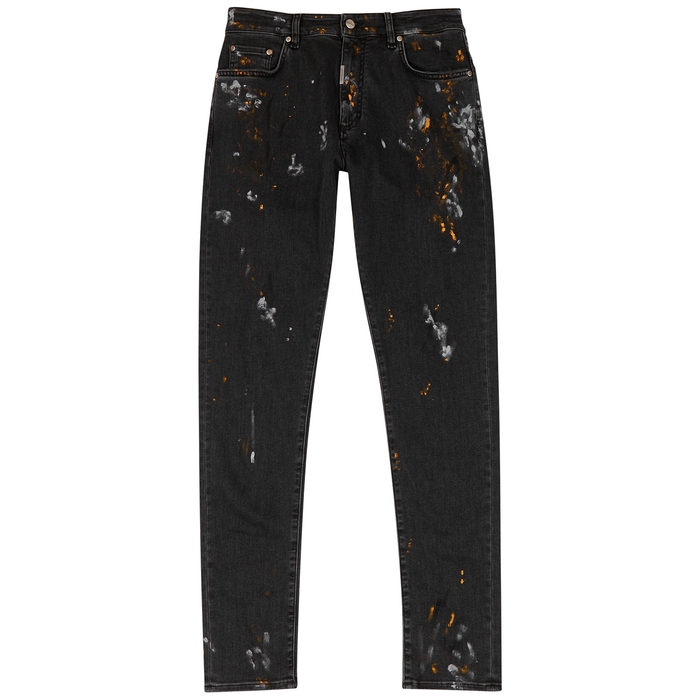 Represent Black Paint-splatter Skinny Jeans In Grey | ModeSens