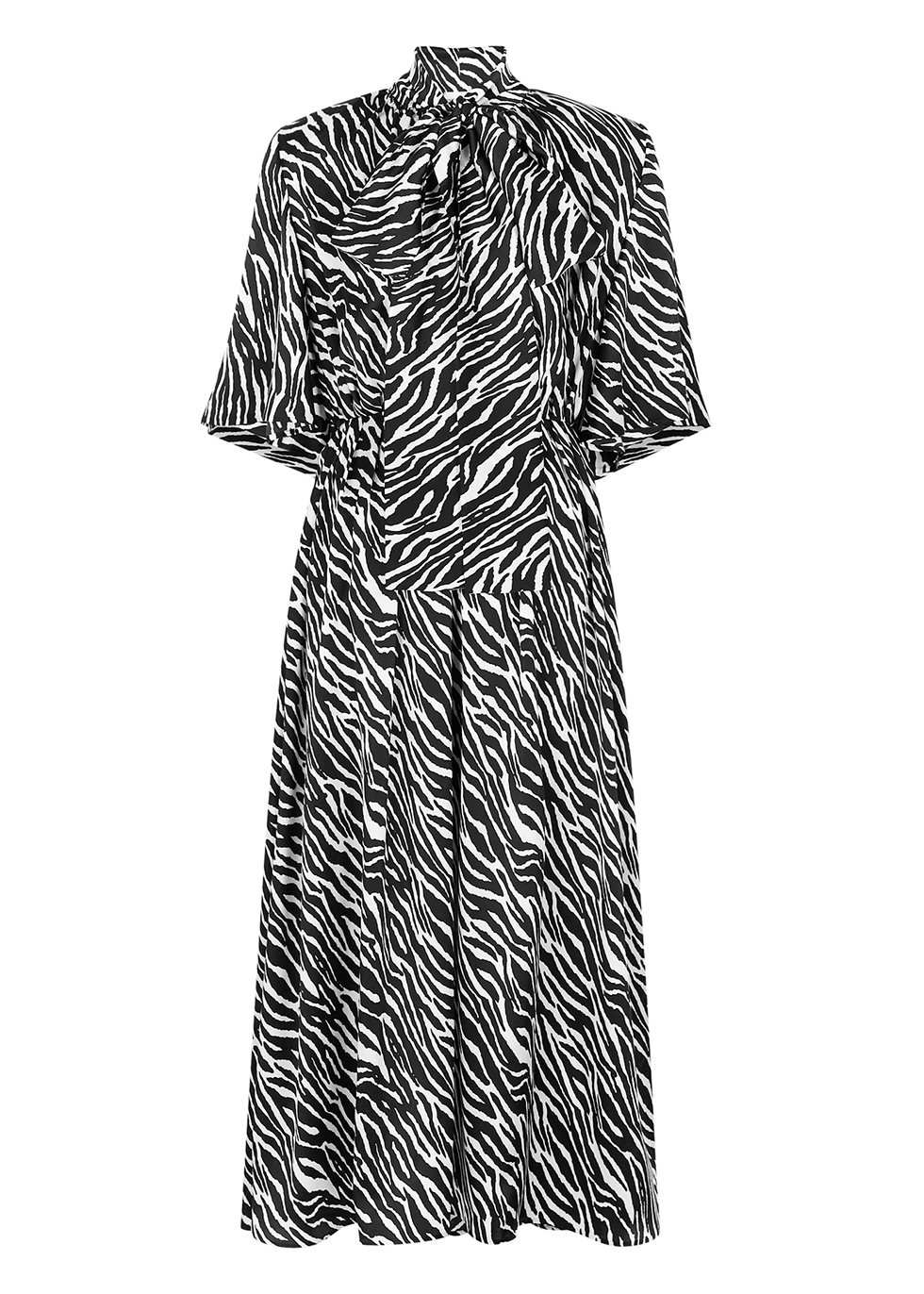 Zebra-print silk maxi dress