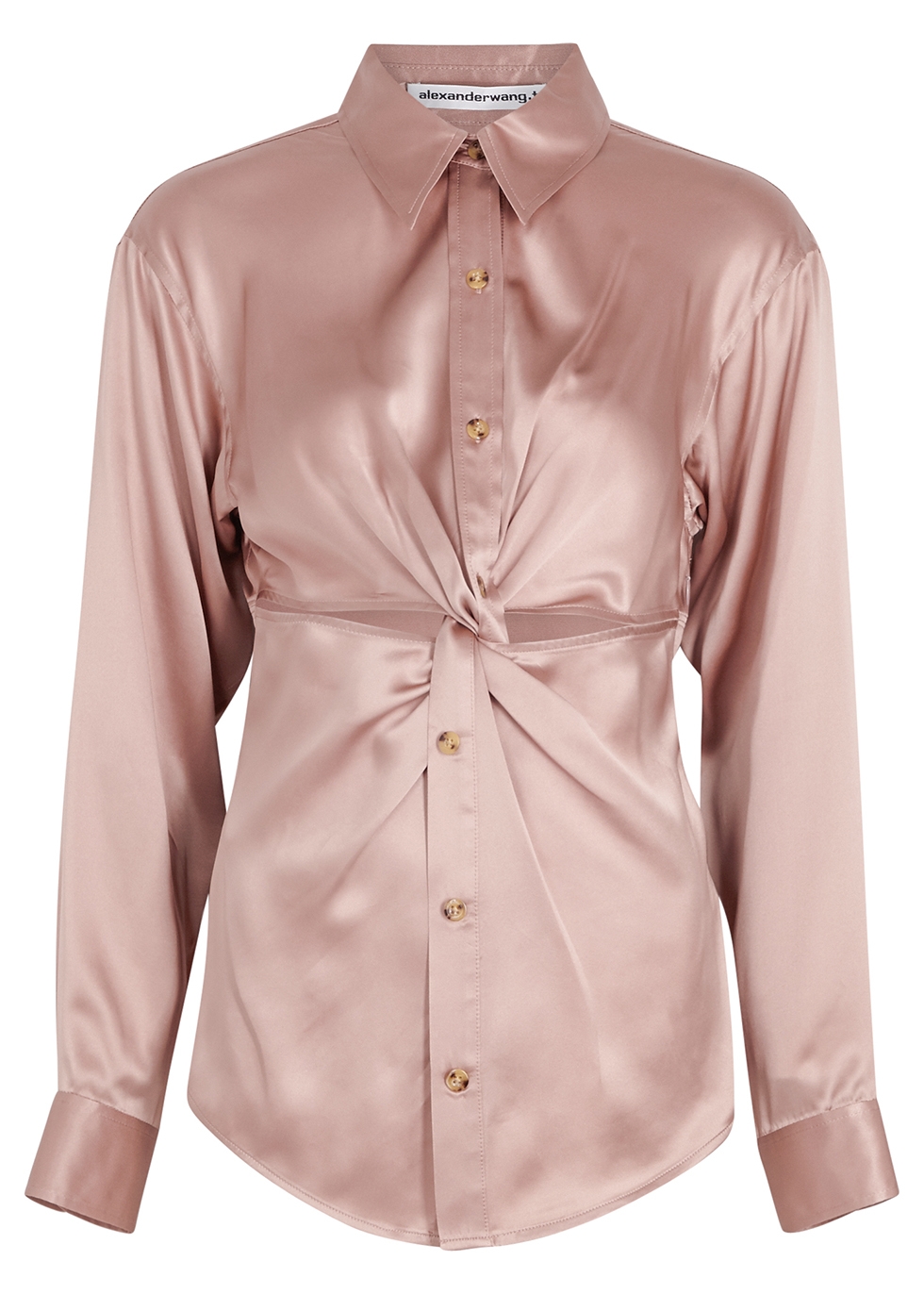 Dusky pink cut-out silk shirt