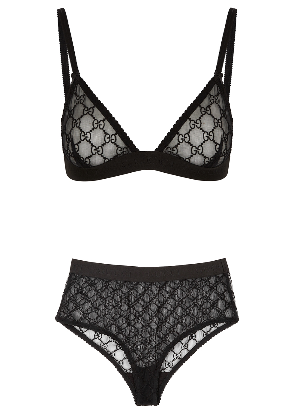 Gucci GG-embroidered tulle lingerie set - Harvey Nichols