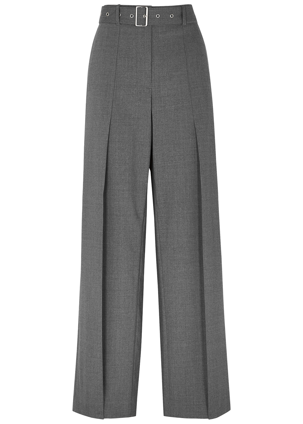 Grey wide-leg wool-blend trousers