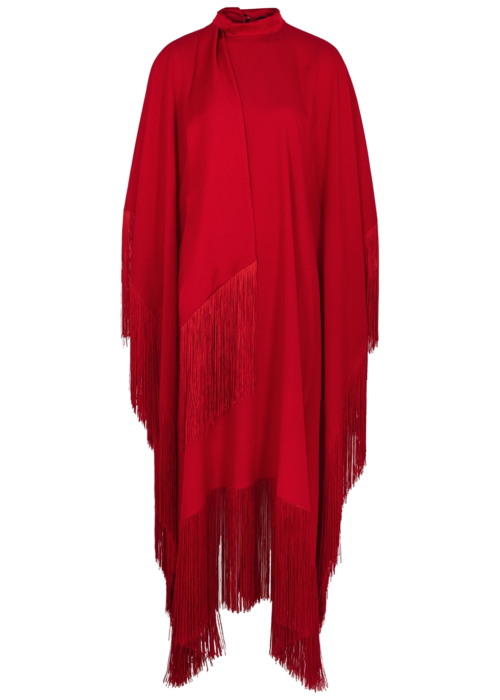 Mrs. Ross red fringe-trimmed dress