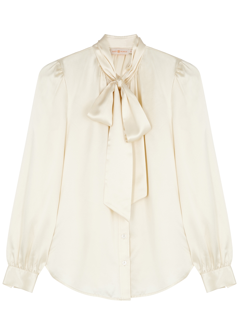 Ivory silk-satin blouse