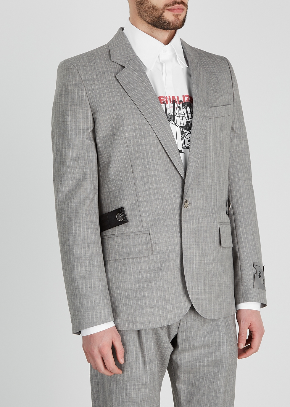 Off-White Grey belted wool blazer 