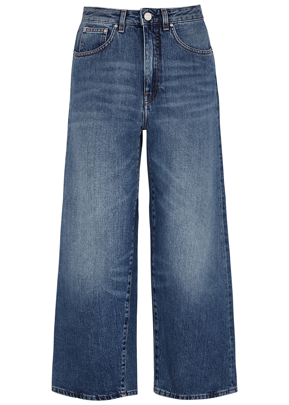 Totême Blue cropped wide-leg jeans - Harvey Nichols