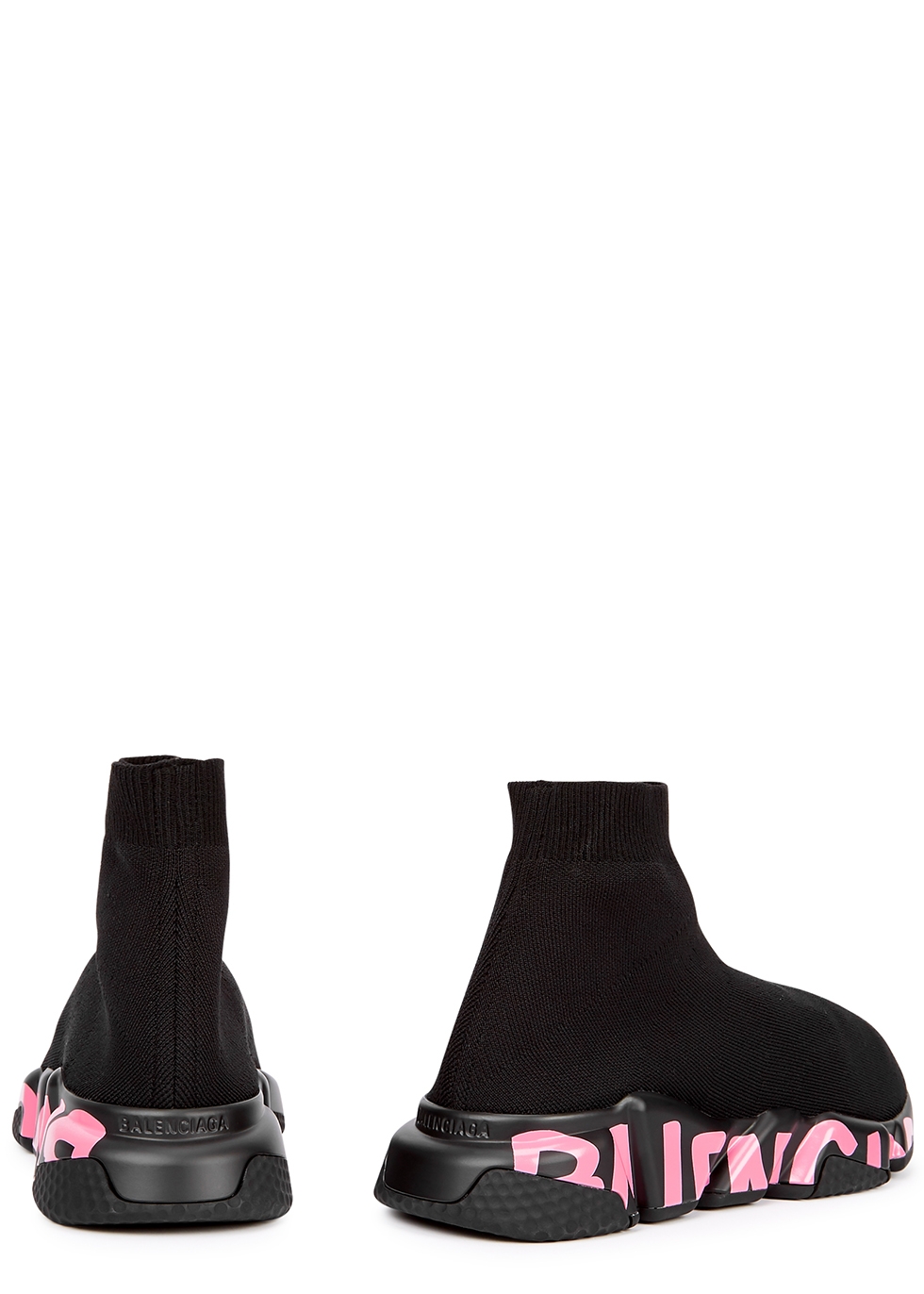 Balenciaga Speed Graffiti black stretch-knit sneakers - Harvey Nichols