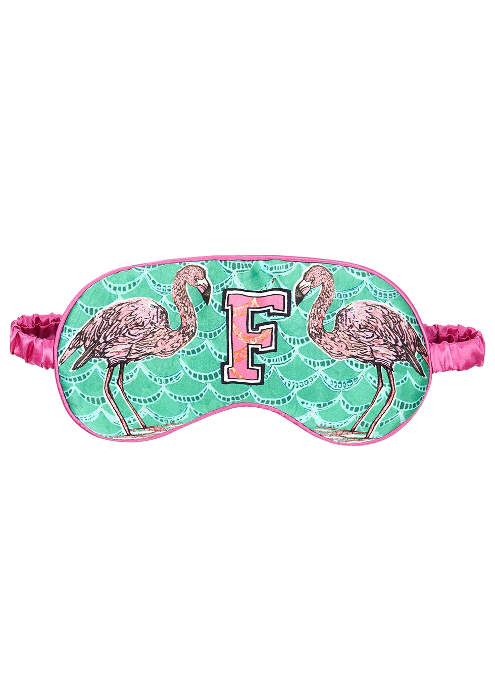 F for Flamingo printed silk eye mask
