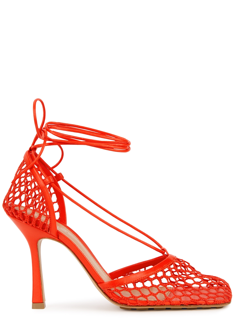 Bottega Veneta Stretch 90 red mesh sandals - Harvey Nichols