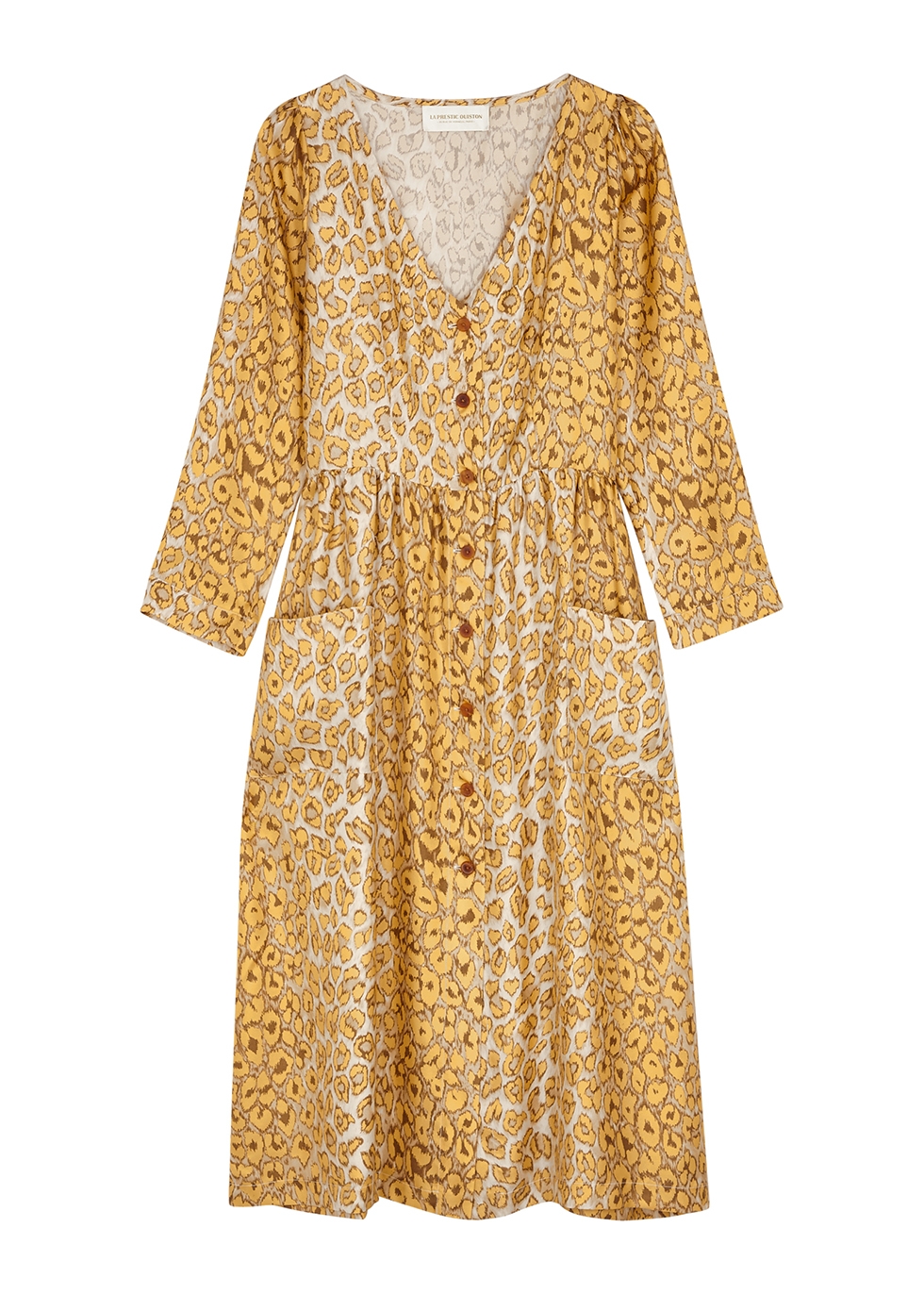 Cristo leopard-print silk midi dress