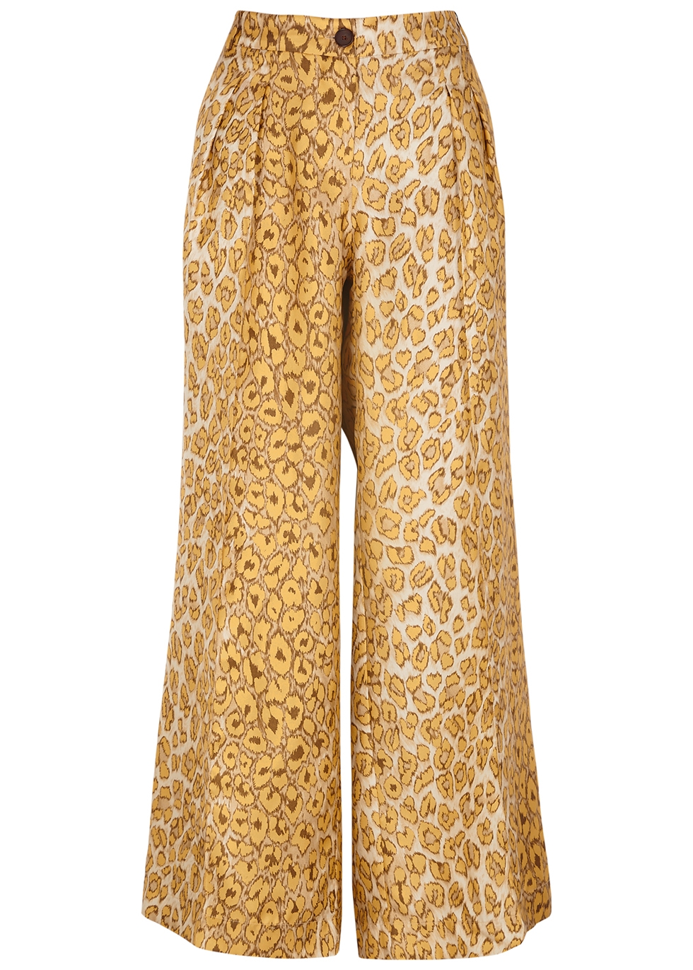 Luca leopard-print wide-leg silk trousers