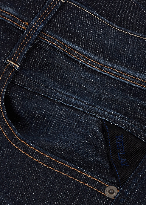Circulaire Begin paars Replay Anbass Hyperflex dark blue slim-leg jeans - Harvey Nichols