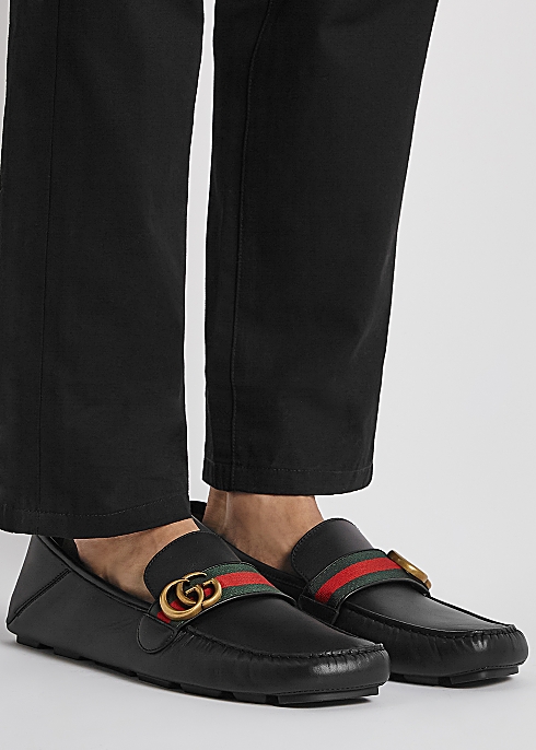 Bage resterende slot Gucci Noel GG black leather driving shoes - Harvey Nichols