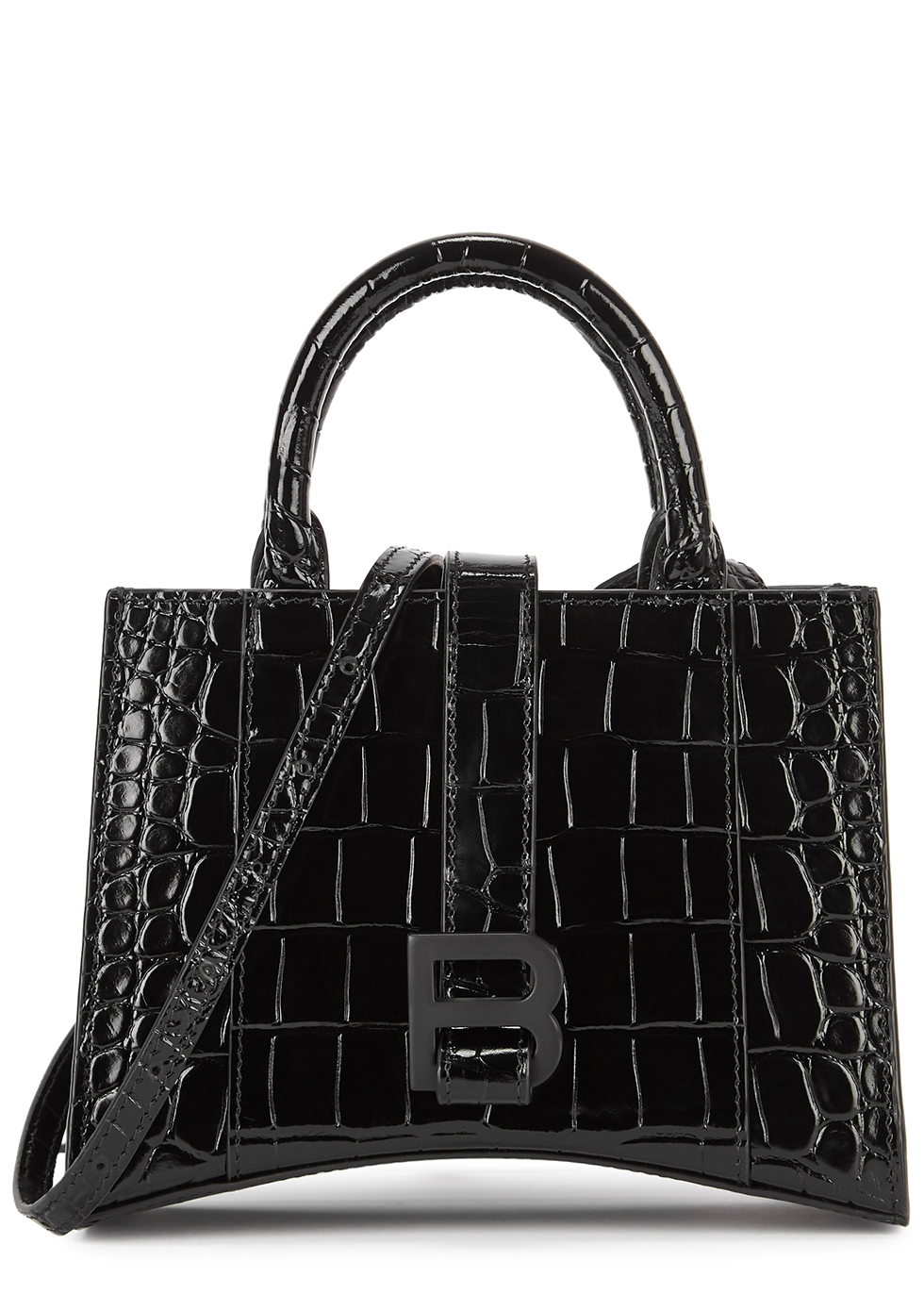 Balenciaga Hourglass black leather top handle bag - Harvey Nichols