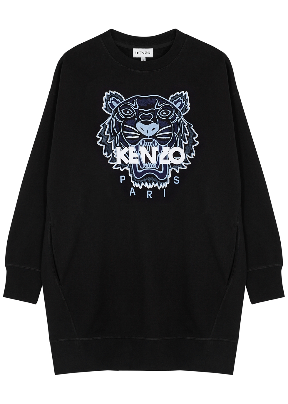 Kenzo Black tiger-embroidered cotton sweatshirt dress - Harvey Nichols