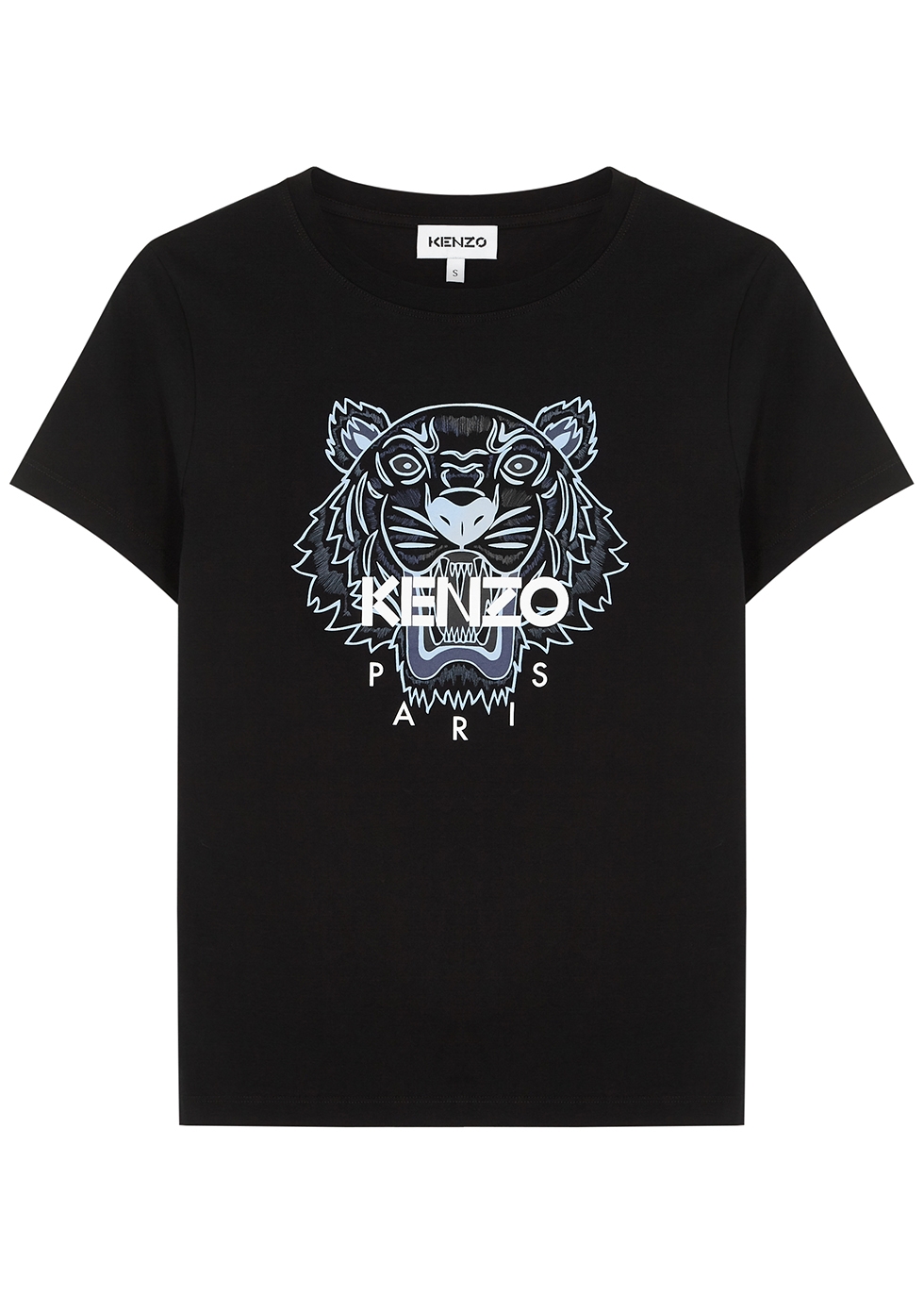 Kenzo Black tiger-print cotton T-shirt 