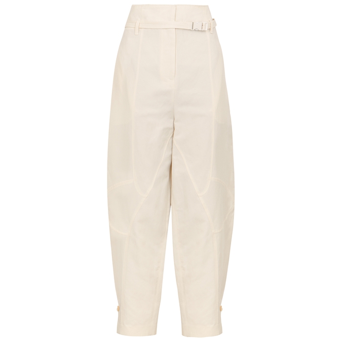 STELLA MCCARTNEY DAISY OFF-WHITE TAPERED TROUSERS,4033602