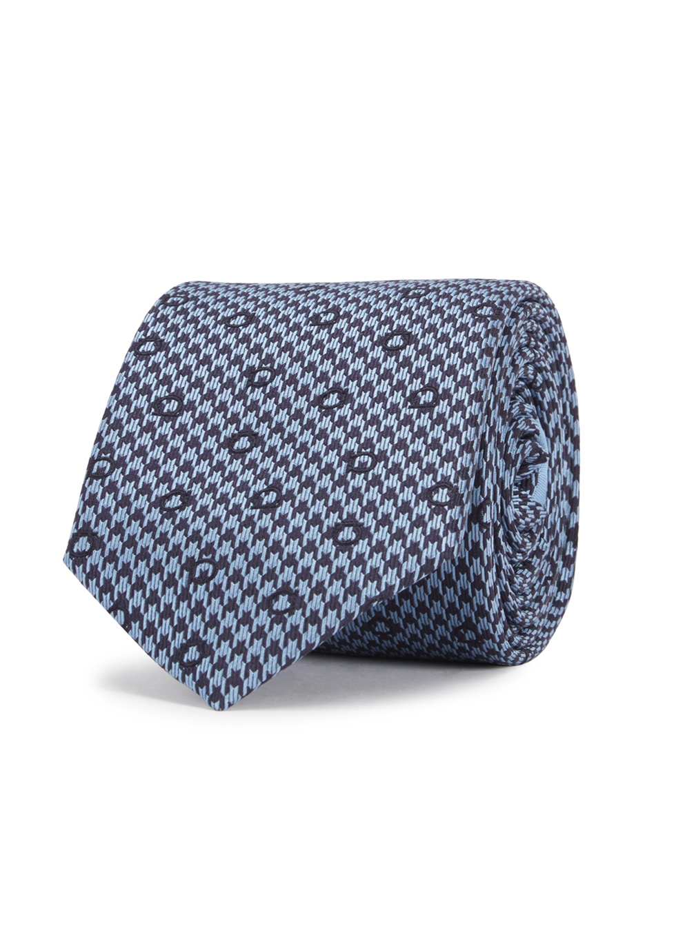 Giancini blue houndstooth silk tie