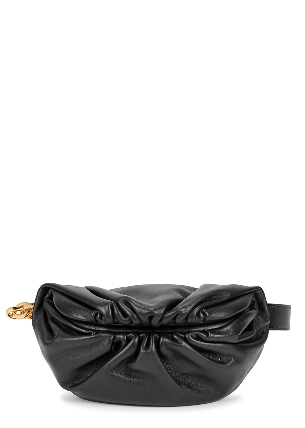 The Chain Pouch black leather belt bag