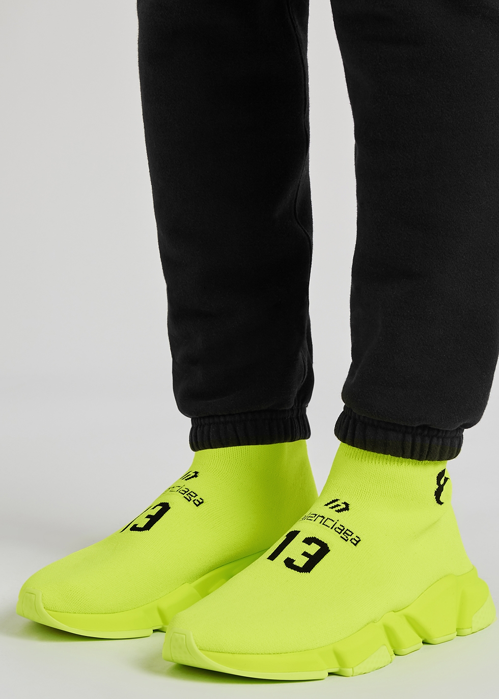 Balenciaga Speed Soccer neon stretch-knit sneakers - Harvey Nichols