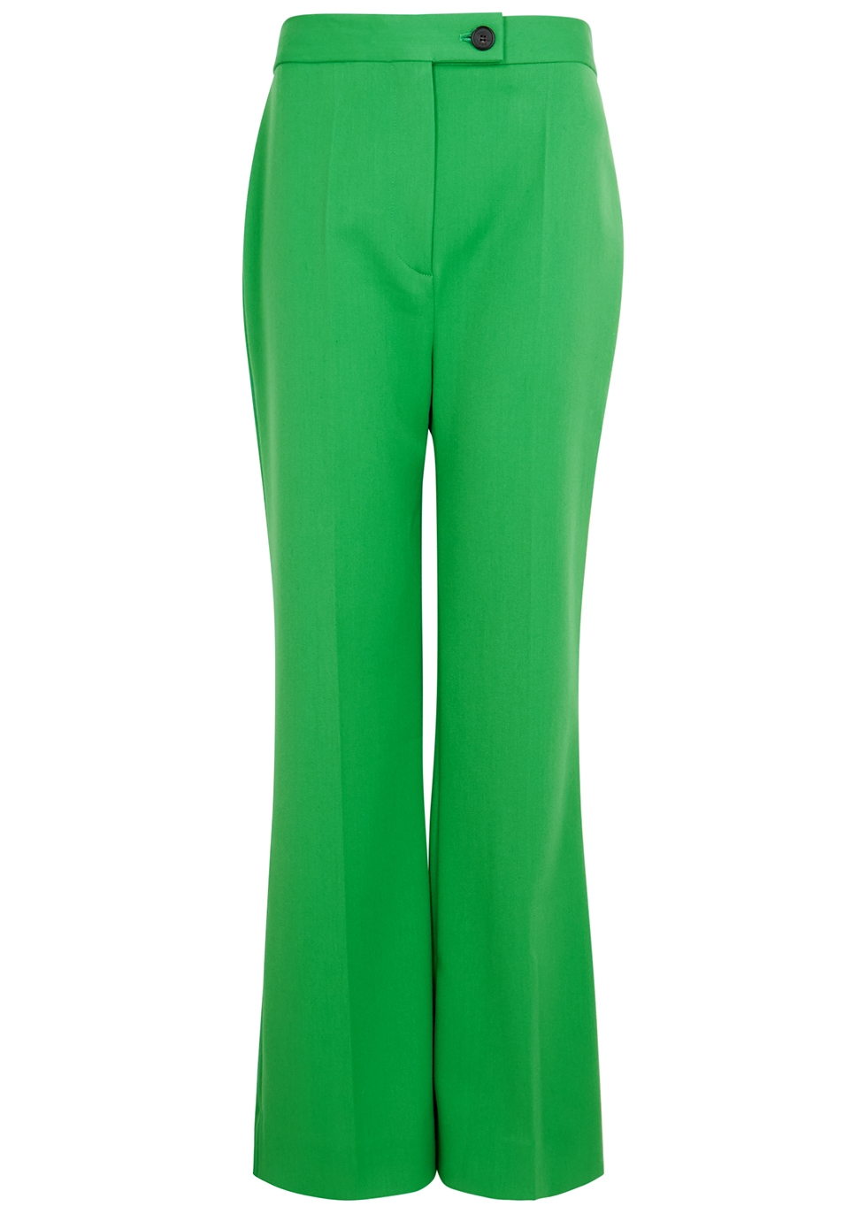 Green cropped flared-leg trousers