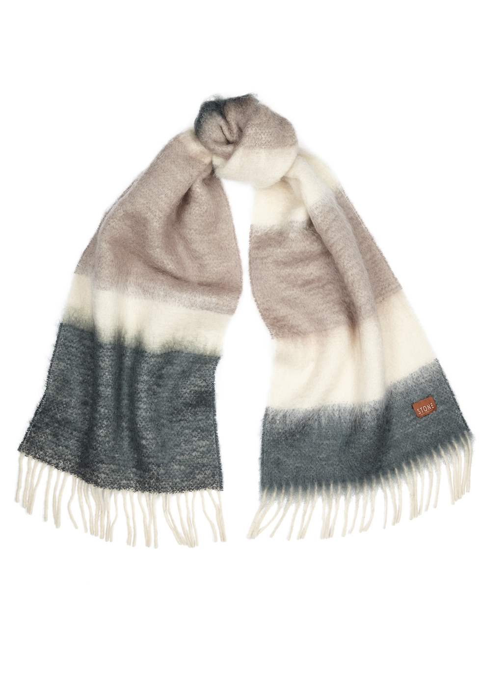 Stripes mohair-blend scarf
