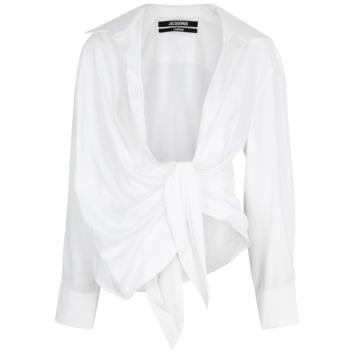 Jacquemus La Chemise Bahia white draped woven shirt - Harvey Nichols