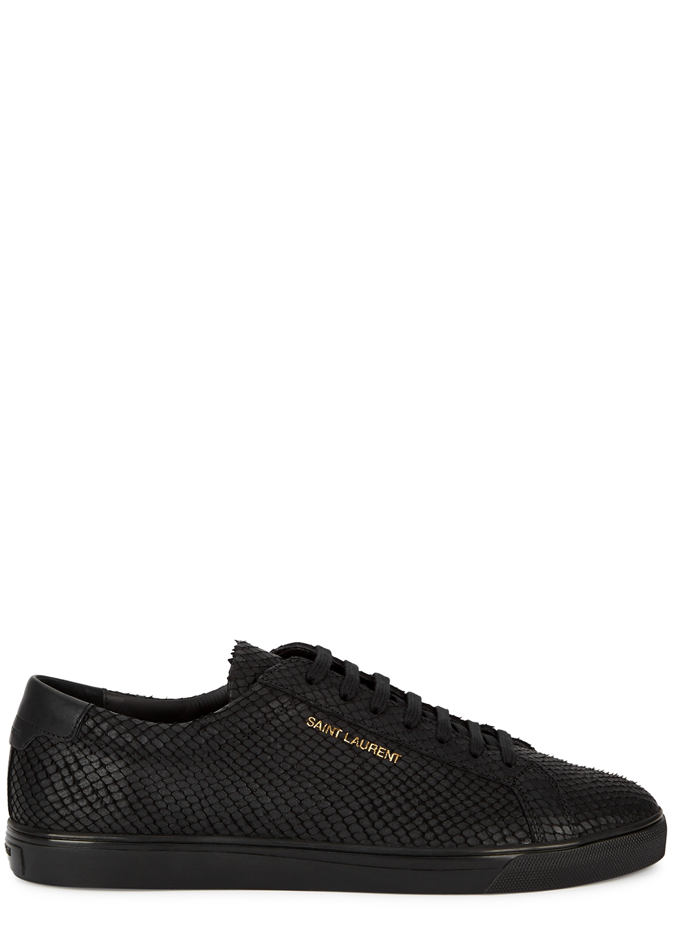 Saint Laurent Andy white python-effect leather sneakers - Harvey 