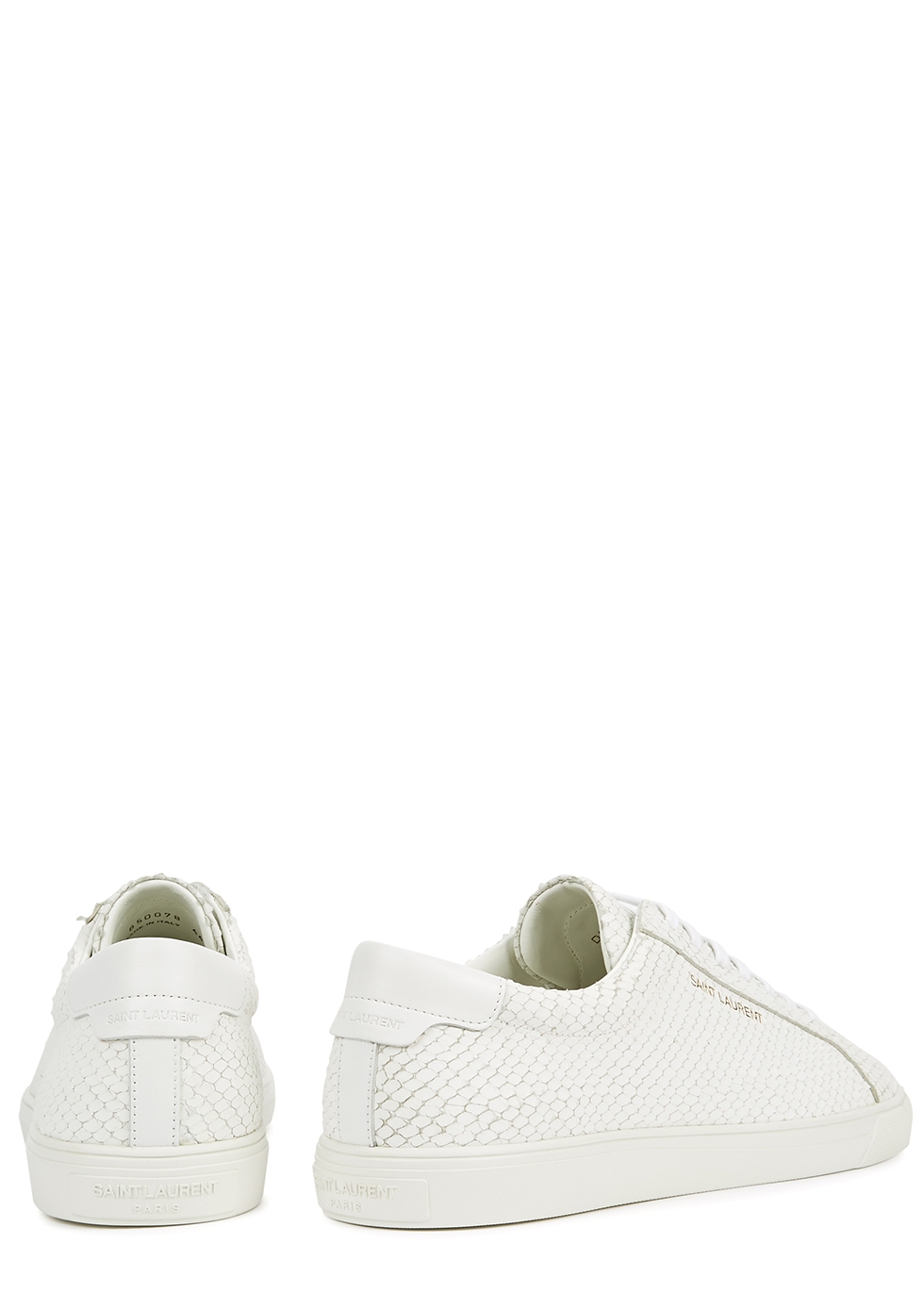 Saint Laurent Andy white python-effect leather sneakers - Harvey 