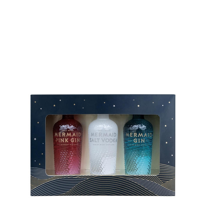 Isle Of Wight Distillery Mermaid Spirits Trio Miniatures Gift Box 3 X 50ml