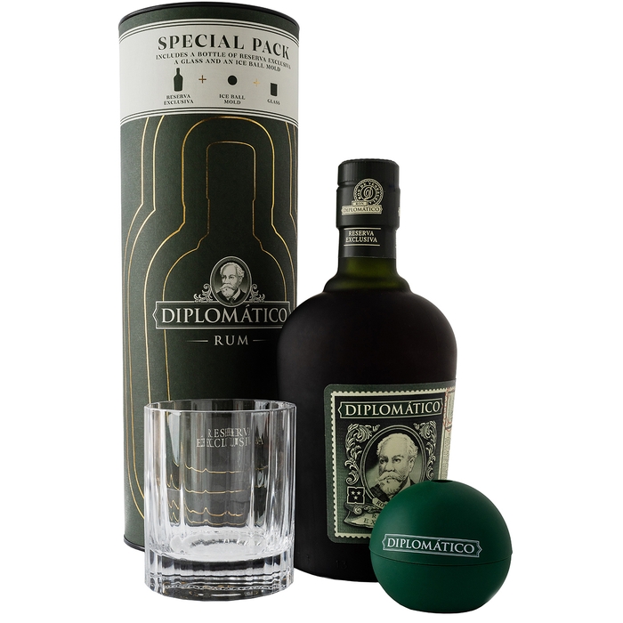 Diplomatico Reserva Exclusiva Glass & Ice Ball Mould Gift Pack