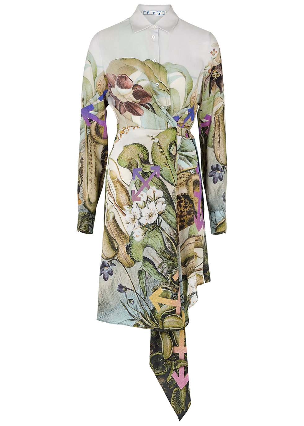 Off-White Botanical-print silk crepe de chine dress - Harvey Nichols