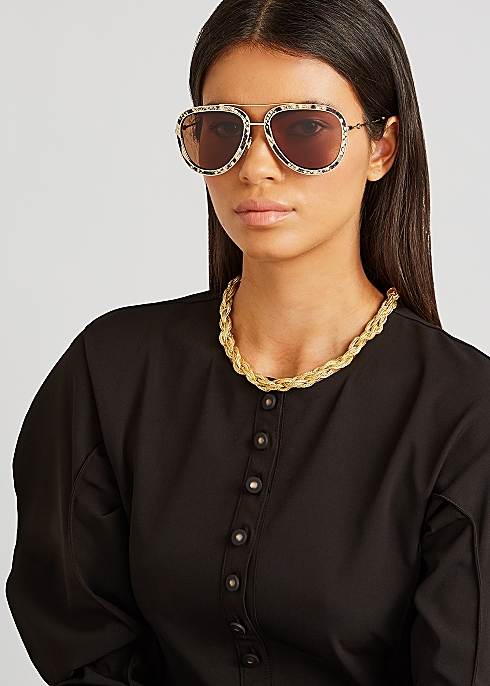 Gucci Gold-tone aviator-style sunglasses - Harvey Nichols
