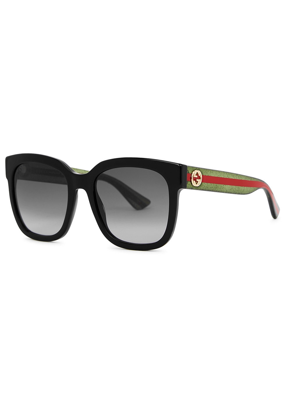 Gucci Black striped wayfarer-style sunglasses - Harvey Nichols