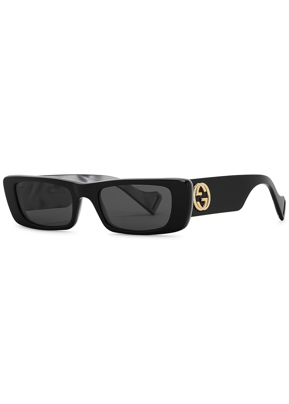 Gucci Black rectangle-frame sunglasses 