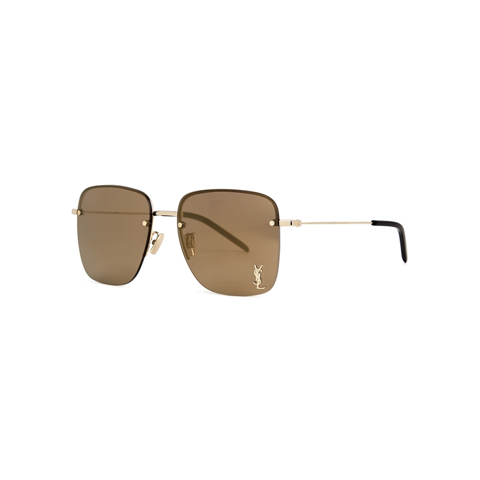 Saint Laurent SL312 Gold-tone Oval-frame Sunglasses