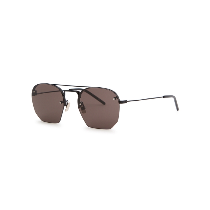 Saint Laurent Sl422 Black Aviator Style Sunglasses Modesens
