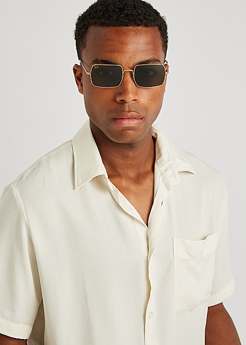 Ray-Ban 1969 gold-tone rectangle-frame sunglasses - Harvey Nichols