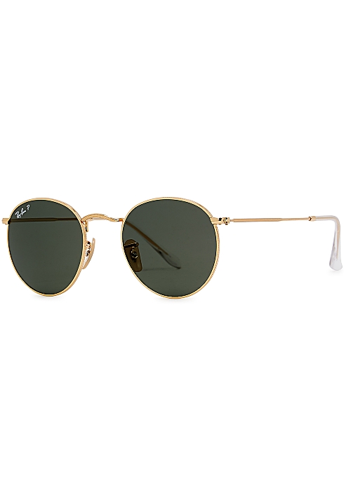Ray-Ban Gold-tone round-frame sunglasses - Harvey Nichols