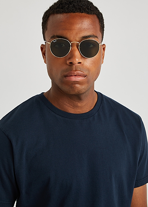 Ray-Ban Gold-tone G-15 round-frame sunglasses - Harvey Nichols